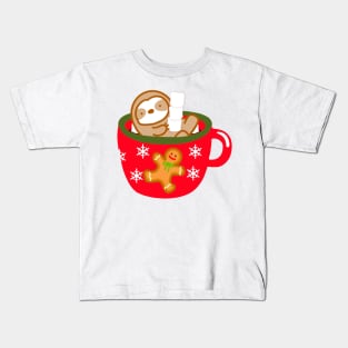 Cute Christmas Hot Chocolate with Marshmallow Sloth Kids T-Shirt